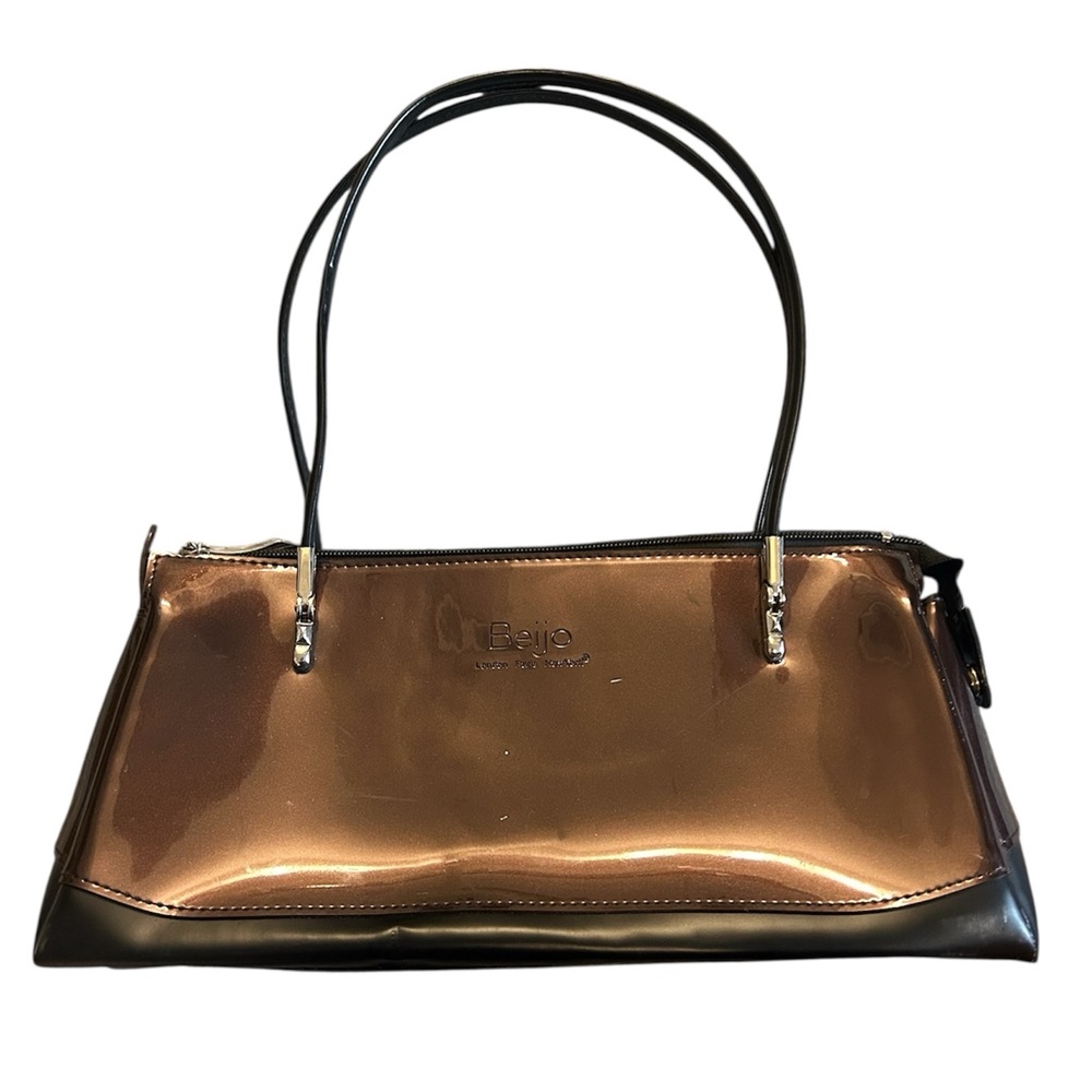 Beijo London Purse Classic Popstar Brown Bronze Patent Leather Zip